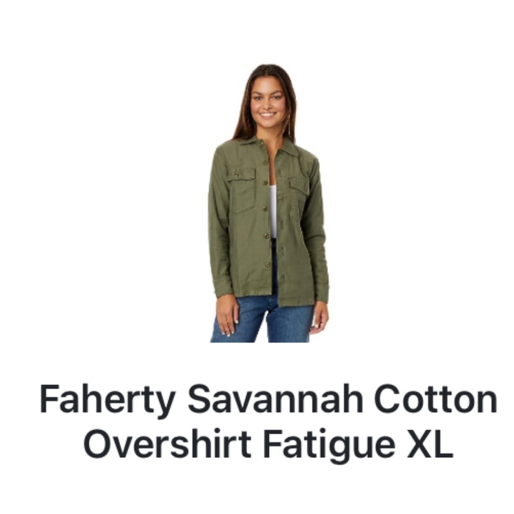 Faherty Savannah Cotton Overshirt, Fatigue